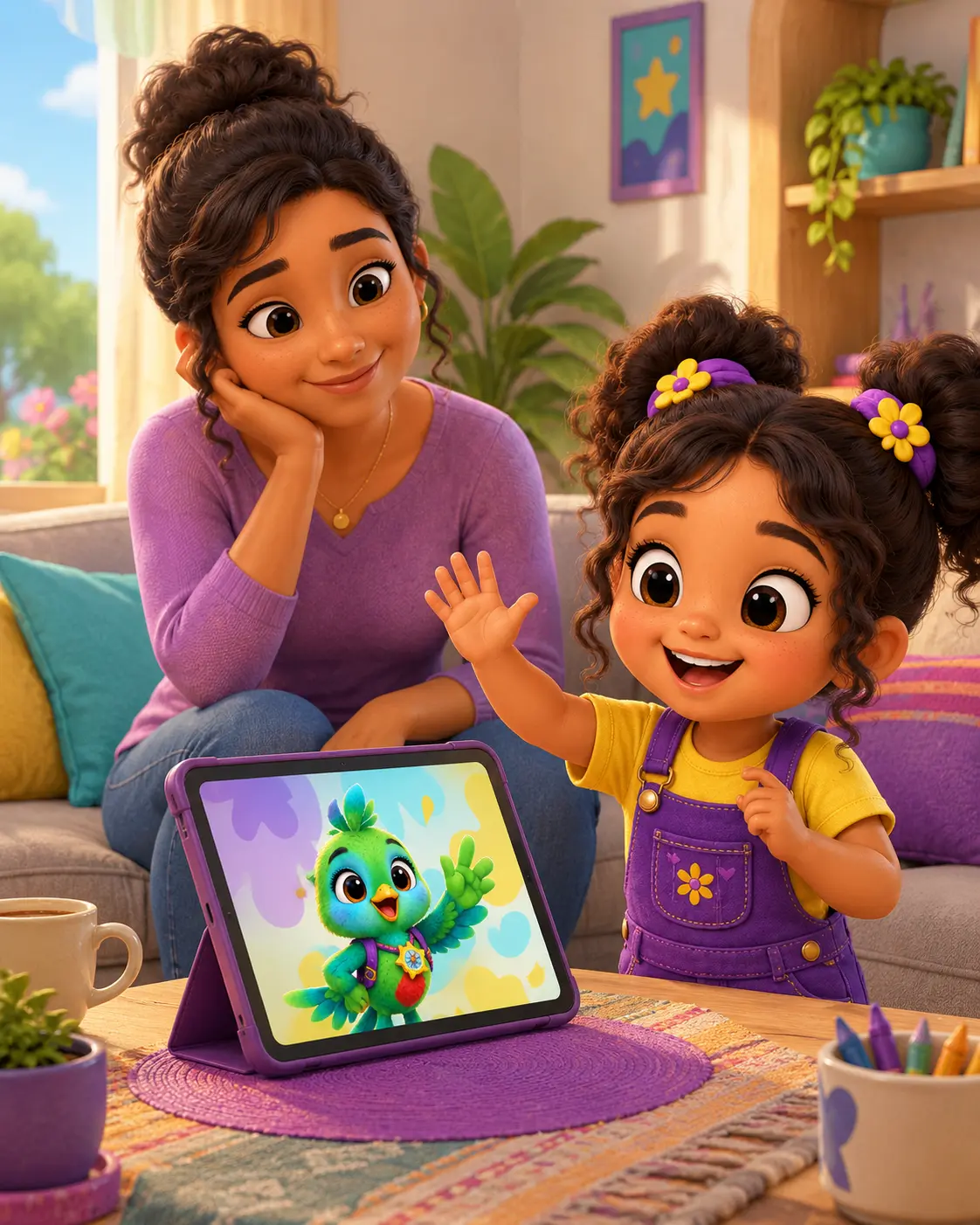Tiny Explorers | Curso Vacacional de Inglés para Niños de 3 a 5 Años 3 Madre acompañando a su hija pequeña durante una actividad de inglés